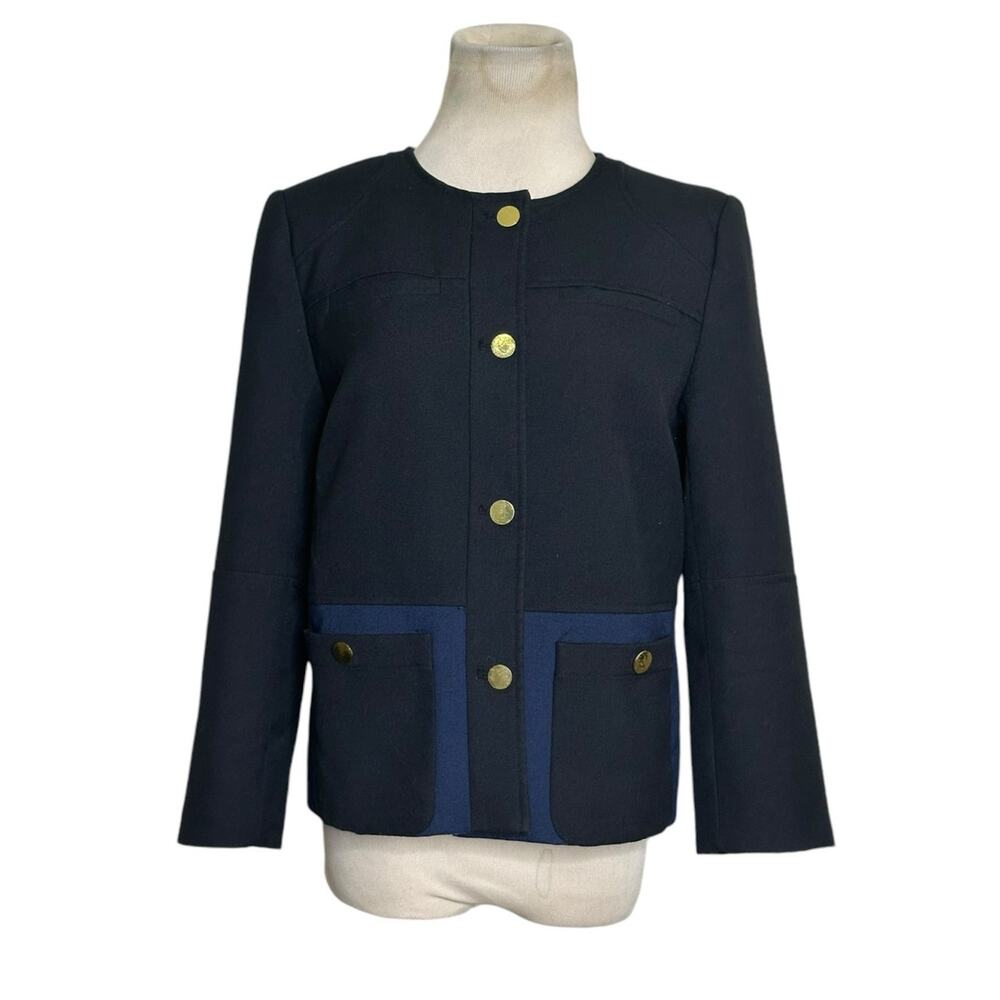 H&M black blue gold buttons long sleeves blazer size 8